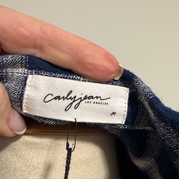Carly Jean Los Angeles Navy and White Plaid Shirt - Picture 2 of 6